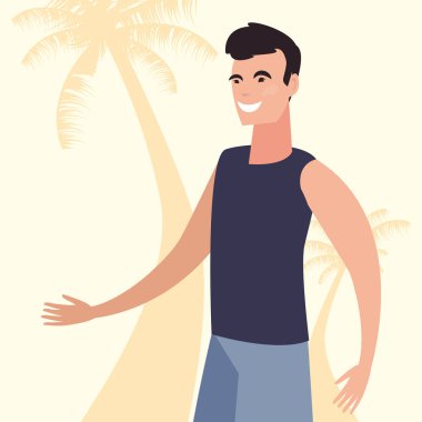 yaz saati insanlar simge vektör ilustration