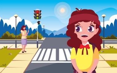 anne ile okul kız sokak otobüs durağı