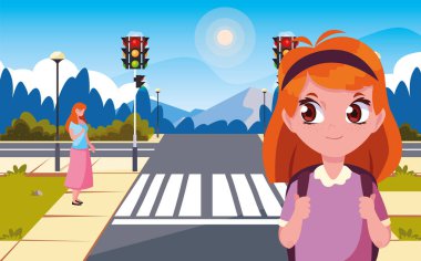 anne ile okul kız sokak otobüs durağı