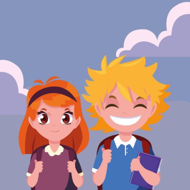 çanta açık havada okul erkek ve kız