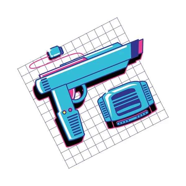 Retro video game console with gun — Stock Vector