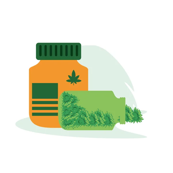 Garrafas de cannabis medicamentos ícones — Vetor de Stock