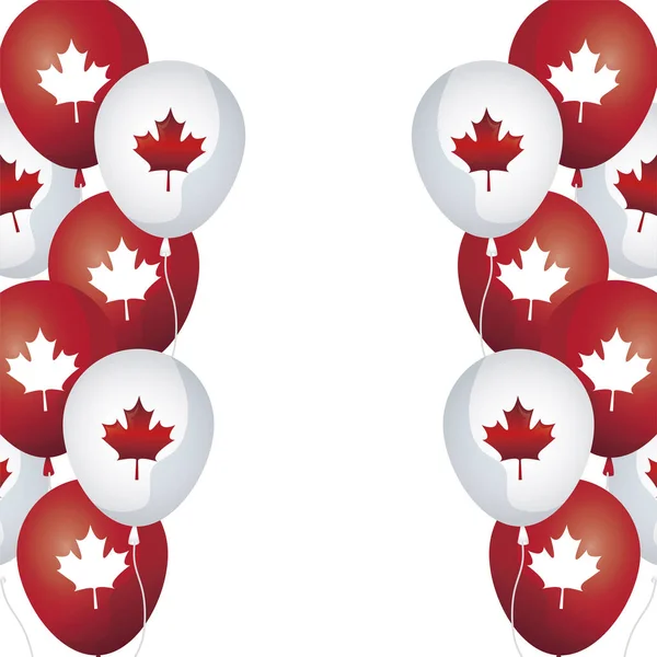 Ram av ballonger helium med Maple Leafs Kanada — Stock vektor