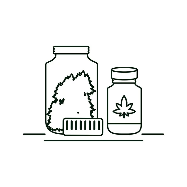 Cannabis-Flaschen Arzneimittel-Ikonen — Stockvektor