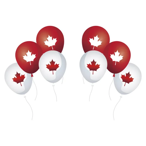 Ballons Helium mit Ahornblättern Kanada — Stockvektor