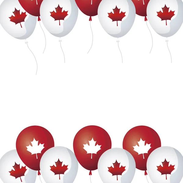 Ballonrahmen Helium mit Ahornblättern Kanada — Stockvektor