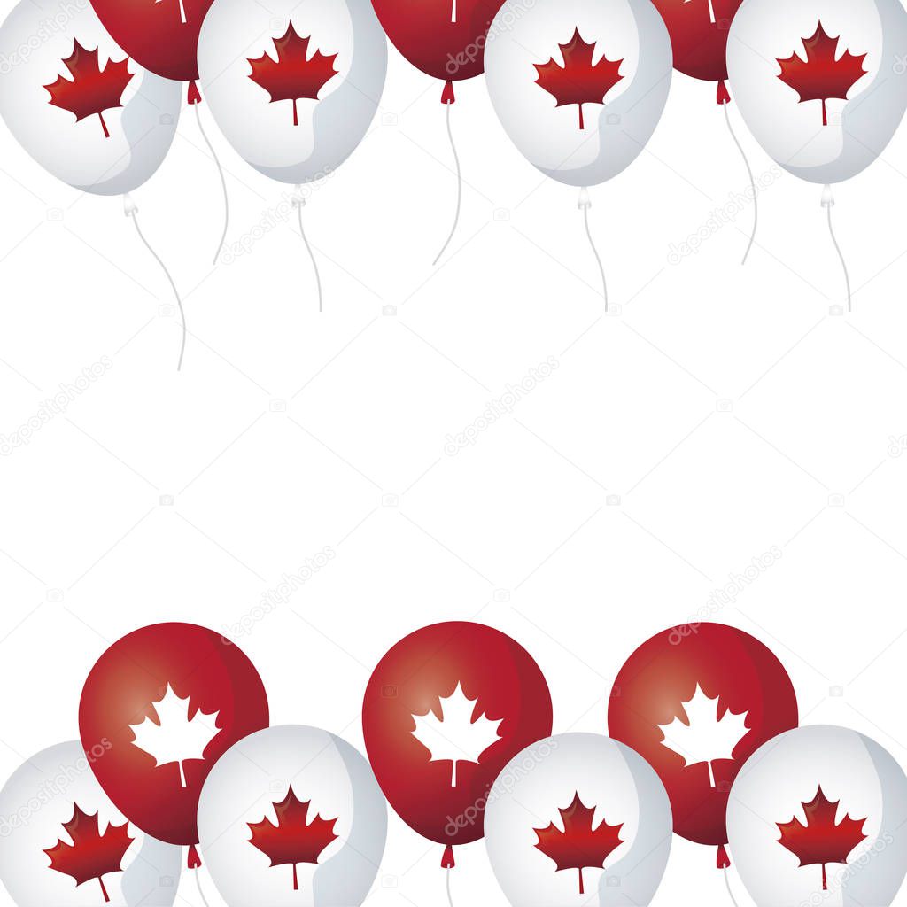 frame of balloons helium with maple leafs canada
