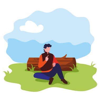 bagajda dışarıda oturan adam