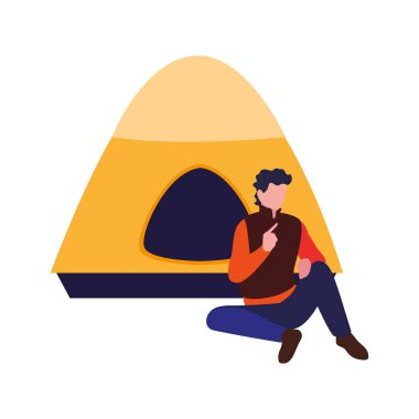 çadır kamp yürüyüş ile adam