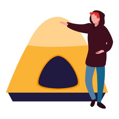 çadır kamp yürüyüş ile adam