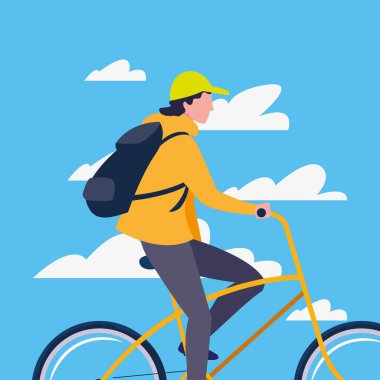 çanta sürme Bisiklet ile gezgin adam