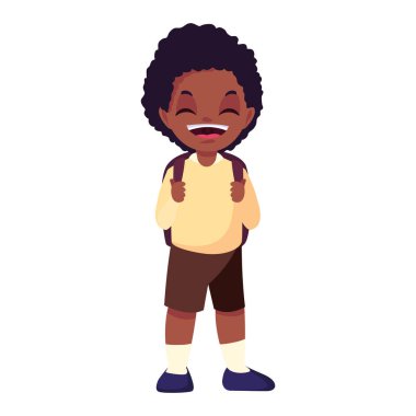 sırt çantası ile gülümseyen okul çocuğu