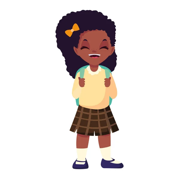 Menina da escola feliz com uniforme — Vetor de Stock
