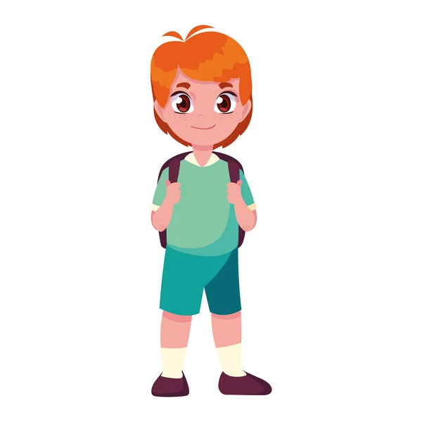 Leende skol pojke med ryggsäck — Stock vektor