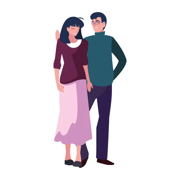 Hombre y mujer juntos de pie — Vector de stock