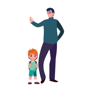 okula geri öğrenci çocuk ile adam