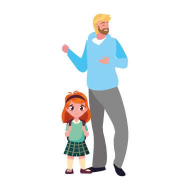 achool geri öğrenci kız ile baba