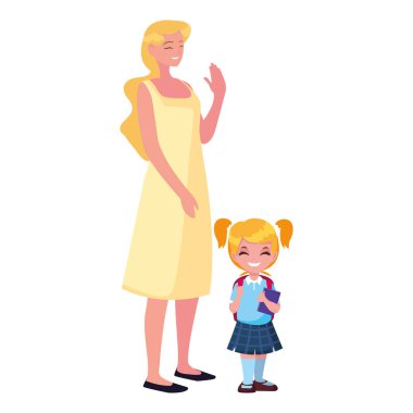 kadın ve öğrenci kız okula geri