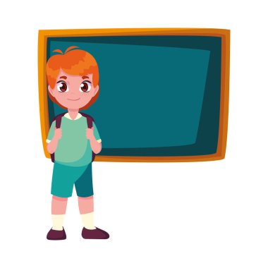 tebeşir tahtası ile gülümseyen okul çocuğu