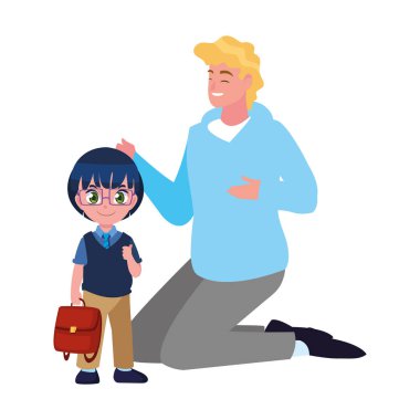 okula geri öğrenci çocuk ile adam