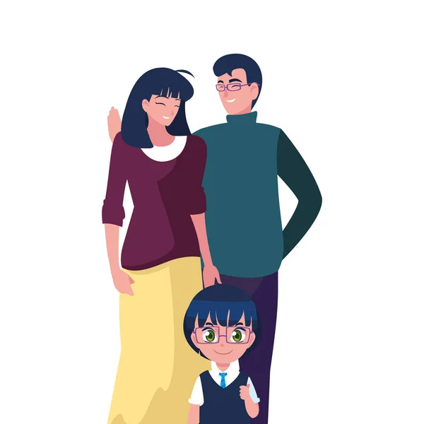 Eltern mit Schuljungen-Vektor-Illustration — Stockvektor