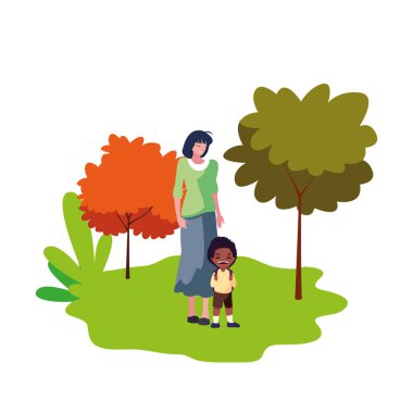 anne ve oğlu öğrenci okula geri açık havada