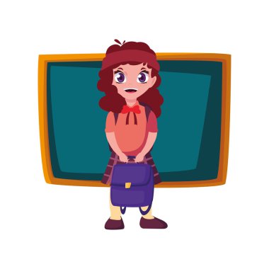 tebeşir tahtası ile gülümseyen okul kız