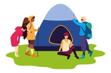 grup insanlar kamp çadır tatil