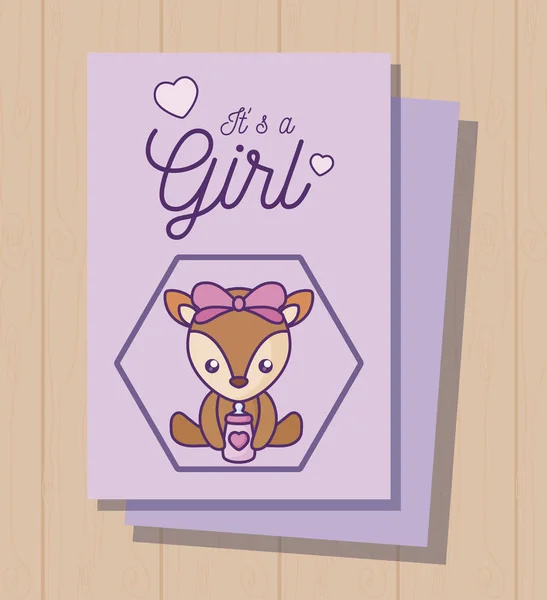 Baby ντους κάρτα με χαριτωμένο αλεπού — Διανυσματικό Αρχείο