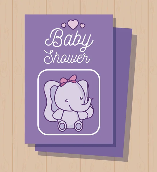Baby shower card con simpatico elefante — Vettoriale Stock