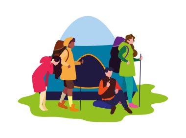 grup insanlar kamp çadır tatil