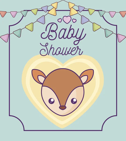 Bebê chuveiro cartão com bonito raposa — Vetor de Stock