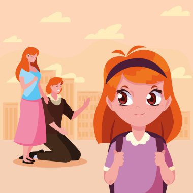 kız öğrenci ile okula geri veliler