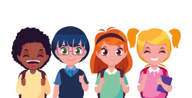 okul erkek ve kız öğrenciler