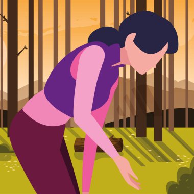 gezgin kadın karakter orman açık havada