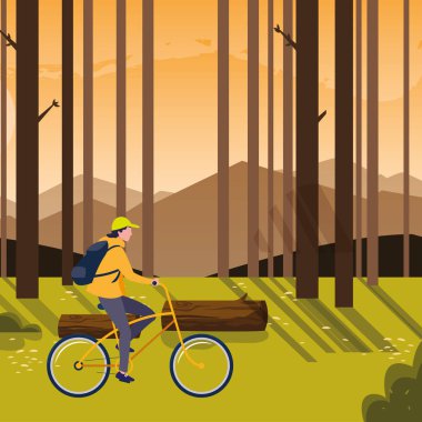 çanta sürme Bisiklet ile gezgin adam