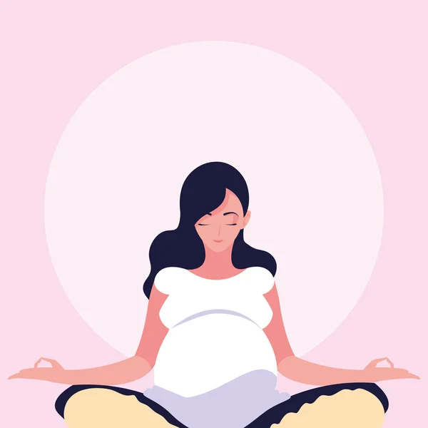 Woman pregnant lotus position avatar character — Stock Vector