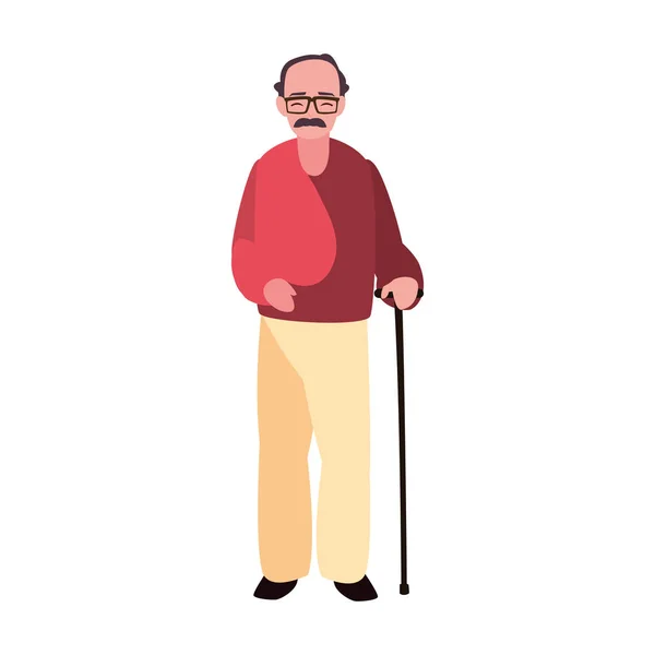 Starší muž s klackem na procházky — Stockový vektor