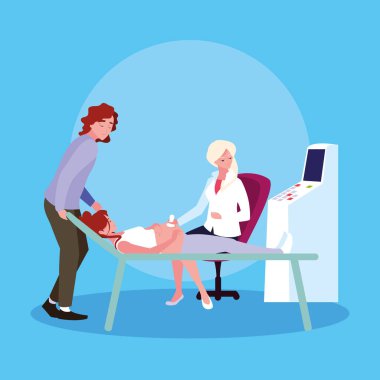 sedyede ultrason yapan anne