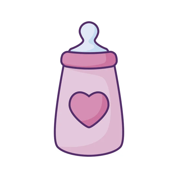 心臓の装飾が付いているボトルミルクの赤ん坊 — ストックベクタ