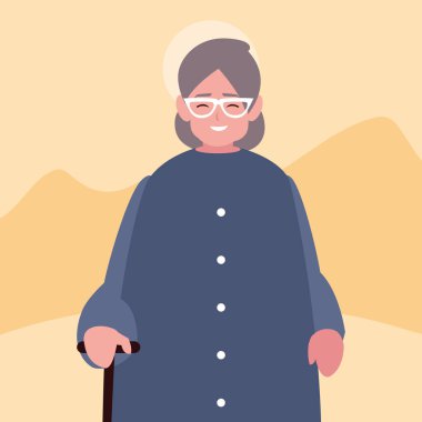 yürüyüş sopa açık havada sevimli büyükanne