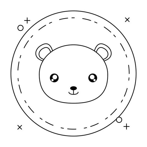 Kopf des niedlichen kleinen Bärenbabys im Rahmen kreisförmig — Stockvektor