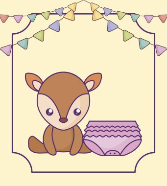 bebek bezi ve çelenk asılı sevimli küçük reindeer bebek