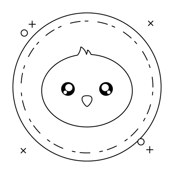 Tête de mignon petit poulet bébé dans le cadre circulaire — Image vectorielle