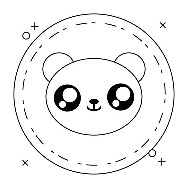 Cabeça de bebê urso pequeno bonito no quadro circular —  Vetores de Stock