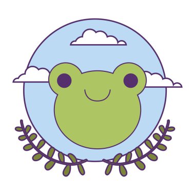 taç yaprakları ile sevimli küçük kurbağa bebek başkanı