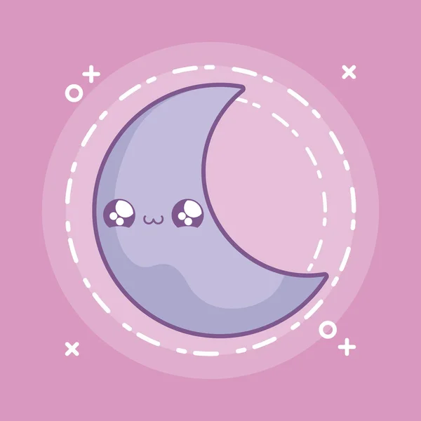 Lindo icono de estilo kawaii luna — Archivo Imágenes Vectoriales