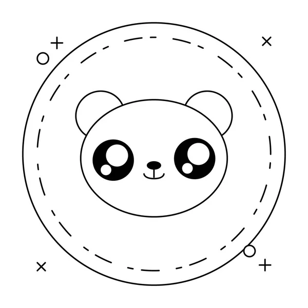 Cabeça de bebê urso pequeno bonito no quadro circular — Vetor de Stock