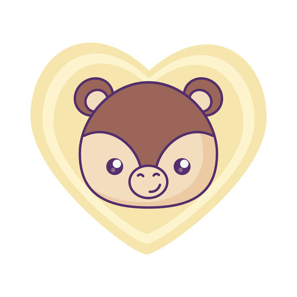 head of cute little bear baby in heart