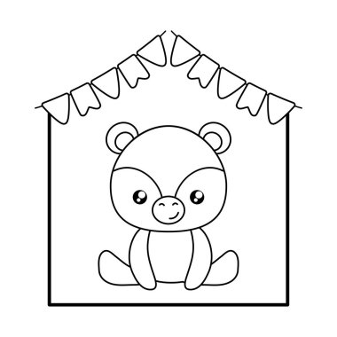 asılı çelenk ile sevimli küçük ayı bebek